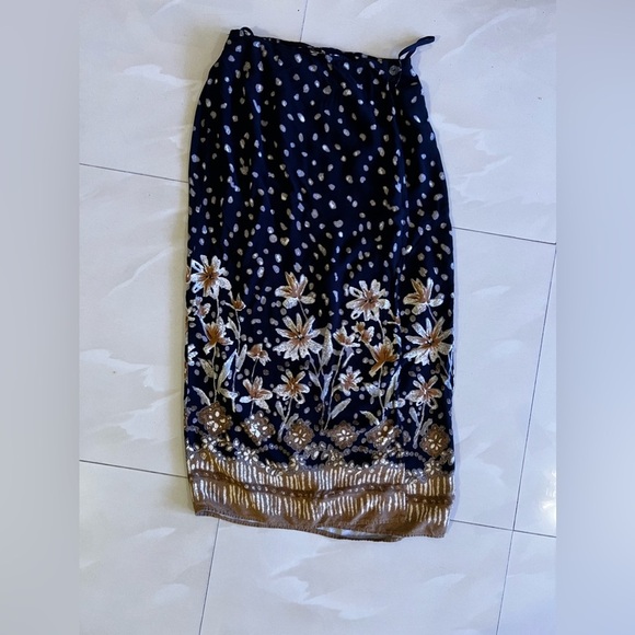 Vintage Paquette  Byer California maxi skirt floral black Size M - Picture 10 of 13